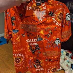 Stranger Things Hellfire Club Red Short-Sleeve Button-Up Shirt